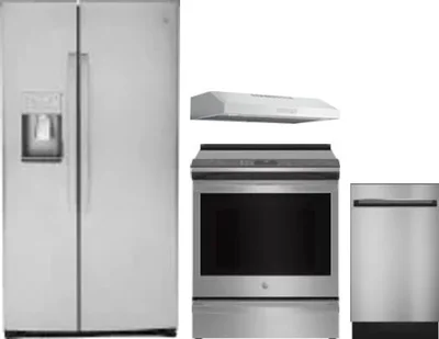 4 Piece Package Includes Refrigerator, Range, Hood And Dishwasher